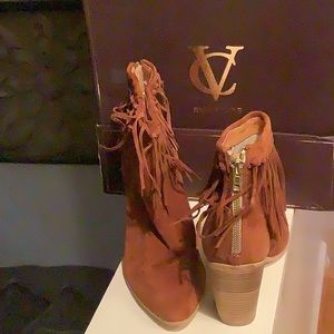 Cognac, women size 11, suede ankle bootie